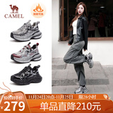 骆驼（CAMEL）银月户外复古老爹鞋厚底休闲鞋 L24A283742R 黑/银(加绒) 40
