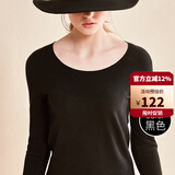 意芬三倍亲肤无痕保暖秋衣女情侣加绒内穿外穿单件上衣男士线衣内衣冬 黑色-女（单件上衣） M