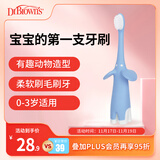 布朗博士幼儿训练牙刷 0-3岁软毛护龈款 清洁口腔防蛀牙启蒙（大象蓝）