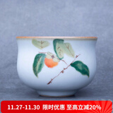 容山堂官窑彩绘茶杯大小号可养开片主人杯单个杯盏品茗杯功夫茶具 官窑茶杯-事事如意