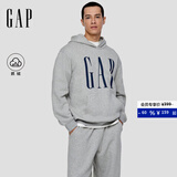 GAP男女装2025秋季新款logo印花抓绒宽松套头连帽衫卫衣786923 浅灰色 S (165/88A) 亚洲尺码