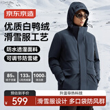京东京造冬季短款连帽滑雪羽绒服户外派克服加厚保暖外套男 深海蓝 XL