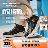 Skechers斯凯奇儿童秋冬休闲男女童二棉鞋轻质加绒保暖靴405222L/302583L 男童/黑色/绿色/BKGR 36