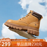 骆驼（CAMEL）大黄靴女都市户外系带工装靴马丁靴 L23W307016R 黄棕（绒里） 36