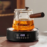 忆壶茶（YIHUTEA）茶壶玻璃泡茶壶侧把过滤煮茶壶加厚耐热电陶炉烧水壶养生煮茶器 【红檀木把手】700ML壶+1500瓦黑色炉