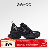 GG-CC【明星同款】月落星河银色厚底老爹鞋女百搭秋季新款G23X4317 黑色 皮面 35