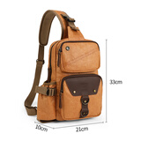 新潮代胸包男帆布大容量单肩包男士休闲斜挎包多功能运动腰包复古邮差包 防水杜邦纸款卡其色【可放10.5英寸平板】