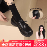 DAPHNE达芙妮乐福鞋女2025春秋新款复古风小皮鞋女森系学院风黑色百搭女单鞋子 黑色 【升级款4CM跟高】 37