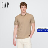 GAP男女装2025春季新款小熊刺绣短袖T恤休常规polo衫美版708395 卡其色 XS 美码 S亚洲码175/88A 【偏小，建议选大一码】