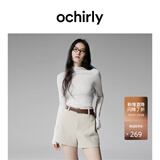 欧时力OCHIRLY 可机洗特级100%美丽诺羊毛针织衫女无缝一体高级感毛衣 米白 M