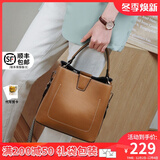 viney包包女包牛皮水桶包斜挎包大容量手提生日礼物送女友老婆 【焦糖色】实用高级感轻奢单肩包