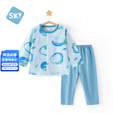 舒贝怡婴儿衣服内衣套装儿童睡衣宝宝薄空调家居服纯棉对开秋衣山竹100