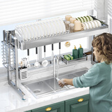 家佰利厨房水槽架沥水架置物架碗碟架水池置物架收纳架洗碗架刀架砧板架 【304不锈钢】单层86cm+沥水套装