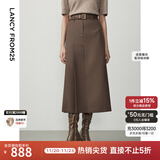 朗姿【朗姿羊毛Basic衣橱】【明星同款】高级感a字半身裙冬季新款半裙 浅咖色 XL
