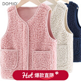 多妙屋女童马甲秋冬装新款儿童加绒加厚背心男童马夹中大童内搭外穿坎肩 麂皮绒内里粉色 81607 秋款 170