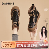DAPHNE达芙妮雪地靴女秋冬加绒加厚保暖短靴冬季新款女鞋厚底增高棉靴 黑色  跟高4cm 38 (240mm) 标准码