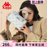 Kappa卡帕 新款女式单肩斜挎包时尚百搭波士顿包包通勤老花手提包 海盐灰