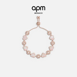 APM Monaco粉母贝心相连可调节手链情侣银手饰时尚礼物送女友