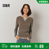 森马（Semir）森马毛衣女短款假两件含羊毛针织衫24冬新款保暖内搭109724107015