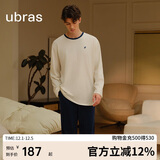 ubras水果系列套头家居服套装情侣睡衣女 男款长袖长裤-米白色 L