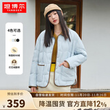 坦博尔羽绒服女短款翻领韩版宽松女士灯芯绒外套TD236266 海盐蓝 160 