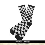 VANS范斯官方 男子袜子长袜棋盘格运动休闲 黑色 均码24-26cm