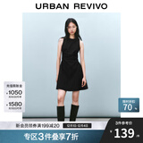 UR2025春季新款女摩登气质褶皱收腰显瘦无袖连衣裙UYY750030 黑色 S