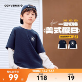 匡威Converse男女童纯棉拼接假两件长T2025年秋季新款时尚舒适上衣
