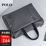 POLO公文包软皮男士商务手提包16英寸电脑包横款单肩文件包生日礼物