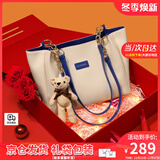 viney新款包包女包牛皮托特包大容量手提包生日礼物送女友老婆 【蓝色折叠礼盒装】高级感实用轻奢大包