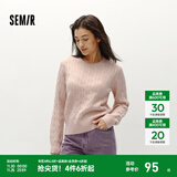 森马（Semir）森柔毛衫|毛衣女圆领纯色打底衫简约休闲冬季温柔系绞花百搭 红色调00366 L