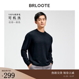巴鲁特【可机洗】100%纯羊毛衫男士秋冬款修身打底针织衫保暖毛衣 黑色-加厚款 M （170/92A）