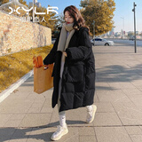 相伊恋人羽绒棉服女25年秋冬季中长款加厚棉衣外套新款宽松棉袄学生面包服 黑色 M 【适合100-120斤】