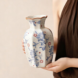 京东鲜花新中式青花陶瓷花瓶复古高级感摆件客厅玄关装饰水培插花鲜花玫瑰