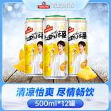 青岛啤酒（TsingTao）汉斯小木屋果啤菠萝啤饮料整箱大罐 500mL 12罐