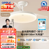 欧普（OPPLE）全光谱36寸风扇灯遥控LEDRa98餐厅卧室吊灯冰风白1级能效 包安装