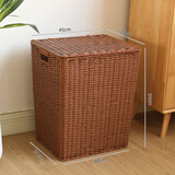 ken's 脏衣篮家用浴室脏衣服收纳筐酒店仿藤编洗衣篮大号玩具框箱 胡桃木色45*35/40*31*54cm翻盖款