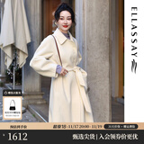 歌力思（ELLASSAY）博主纯羊毛冬季高级双面羊毛毛呢大衣女EWB334D02400 珠光白 XS