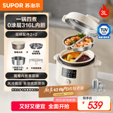 苏泊尔（SUPOR）鸳鸯电压力锅3L 多功能0涂层钢胆2-4人家用 风冷降压电饭煲电炖锅高压锅SY-30YC3001