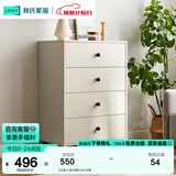林氏家居收纳柜子储物柜五斗柜卧室柜多用抽屉斗柜置物柜客厅实木脚LS187E 【白色】四斗柜0.6m 斗柜