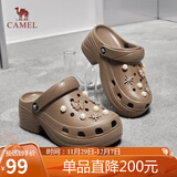 骆驼（CAMEL）洞洞鞋女时尚DIY鞋花休闲凉鞋显高凉拖鞋 L25M071023 卡其 40-41