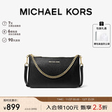 MICHAEL KORS礼物轻奢MK女包JET SET TRAVEL链条腋下斜挎手拿包中号黑/金色