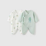 童泰婴儿连体衣春秋季纯棉衣服初生宝宝蝴蝶哈衣爬服和尚服绿色66cm