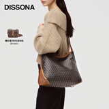 DISSONA迪桑娜女包幸运锦囊hobo包老花包单肩手提包情侣通勤包中性腋下包 棕色-大号（肩带可调节）