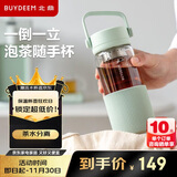 北鼎（Buydeem）茶水分离玻璃水杯高颜值车载便携随手杯办公室泡茶杯浅衫绿470ml