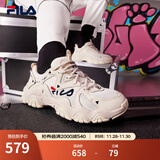 FILA 斐乐猫爪鞋4代女鞋老爹鞋情侣运动鞋复古时尚休闲鞋网面透气 【女款】古白色/白天鹅-AW 37.5