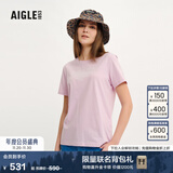 AIGLE艾高轻奢短袖T恤春夏经典款DFT户外速干透汽上衣抗菌女 薰浅粉红 AT496 L(170/92A)