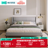 林氏家居小户型真皮艺床双人床大床高端大气双人软包婚床R722 晨曦灰|高脚床 1.8x2.0米