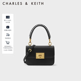 CHARLES&KEITH复古编织拎手提包斜挎包单肩包包女包生日礼物CK2-50781528 Black黑色 S