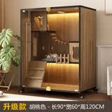 喵诱猫别墅猫笼室内带厕所一体家用猫柜猫舍猫屋豪华大双层全景猫柜子 【胡桃色双窝】长90*60*120 送货上门-自行安装